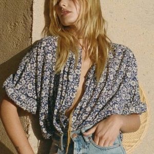 Doen Jane Blouse Calico Blue Small